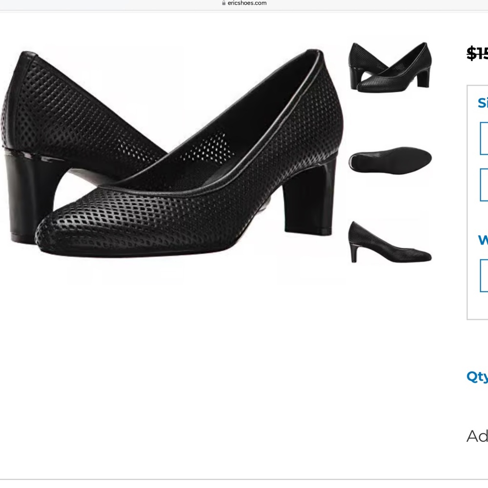 Vaneli Dawne Black Nappa Leather Pumps Size 7